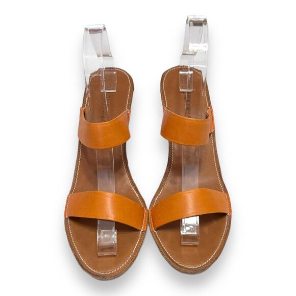 Donald J Pliner Chasta Orange Tan Two Strap Leather Heeled Sandals Womens Size 8 - Picture 2 of 9